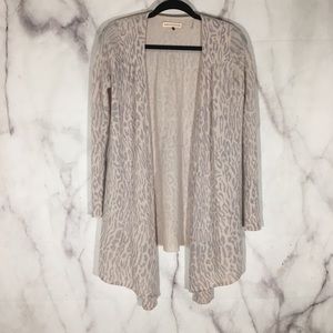 Rebecca Taylor pink cheetah longline cardigan sz.S Cashmere